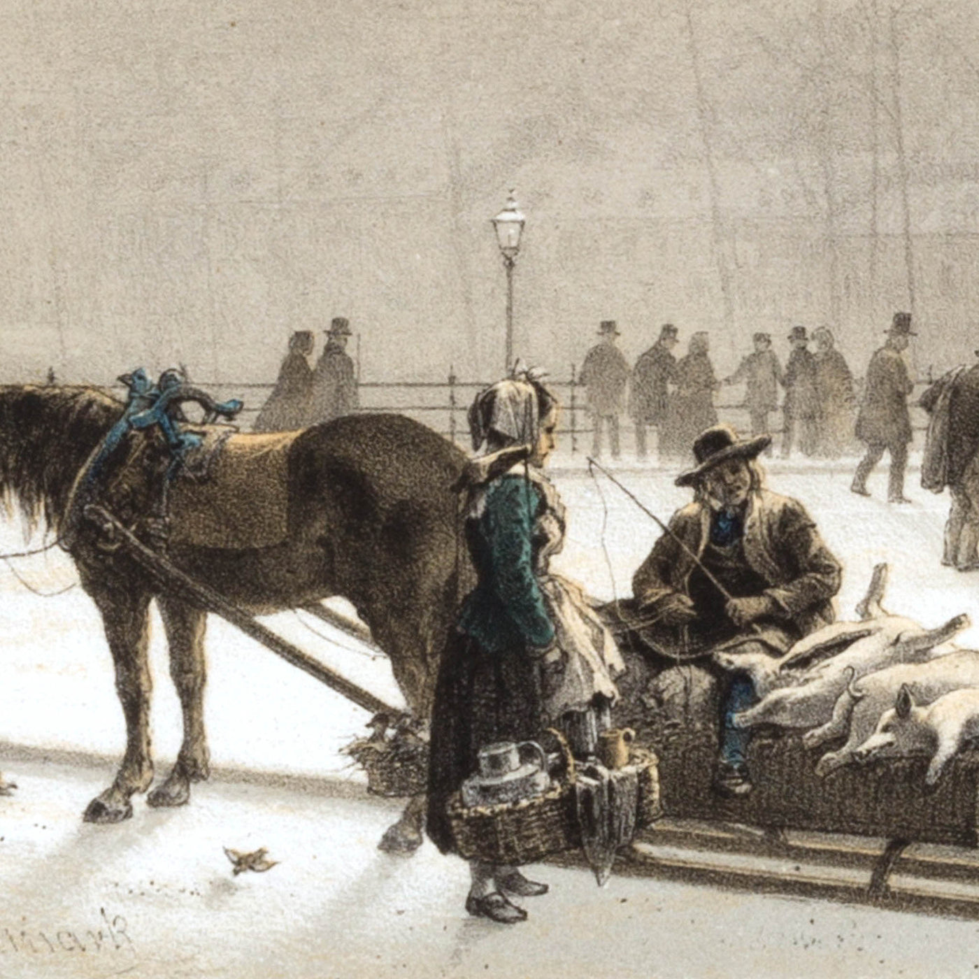 Ett vintrigt Karl Johans torg 1860-tal