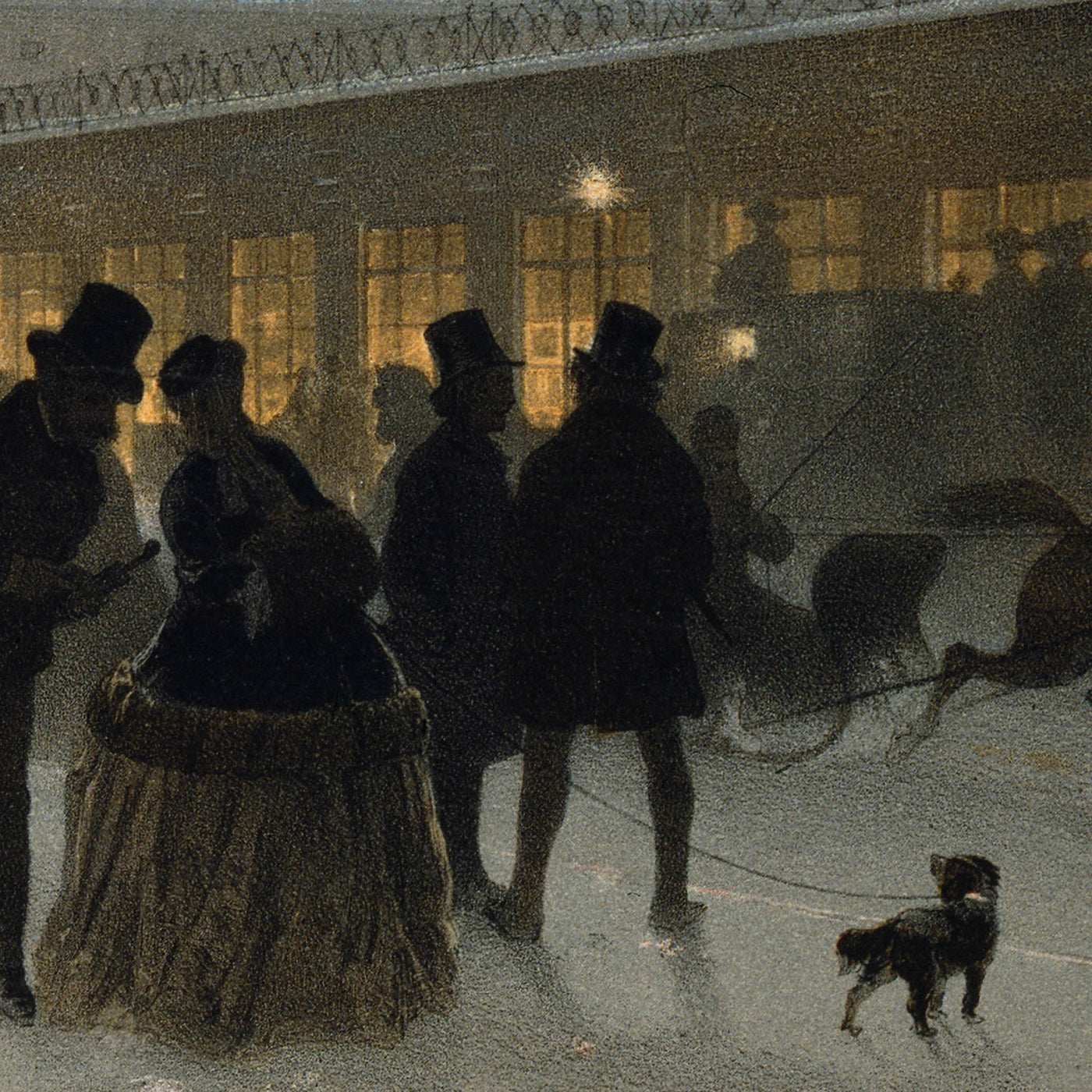 Kväll över Norrbro 1860-tal